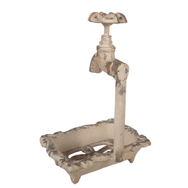 Casa si Gradina - Sanitare - Suporturi si accesorii baie - Dispensere - Savoniera fier bej antichizat 14x12x23 cm - Infinity.ro