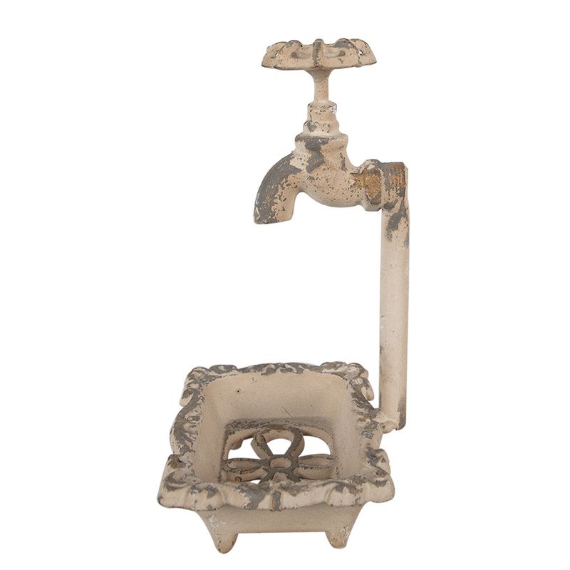 Casa si Gradina - Sanitare - Suporturi si accesorii baie - Dispensere - Savoniera fier bej antichizat 14x12x23 cm - Infinity.ro