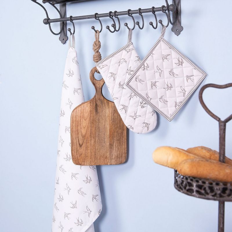 Casa si Gradina - Textile si covoare - Textile bucatarie - Servete si naproane - Suport pentru vase fierbinti din bumbac alb gri 20 cm x 20 cm - Infinity.ro