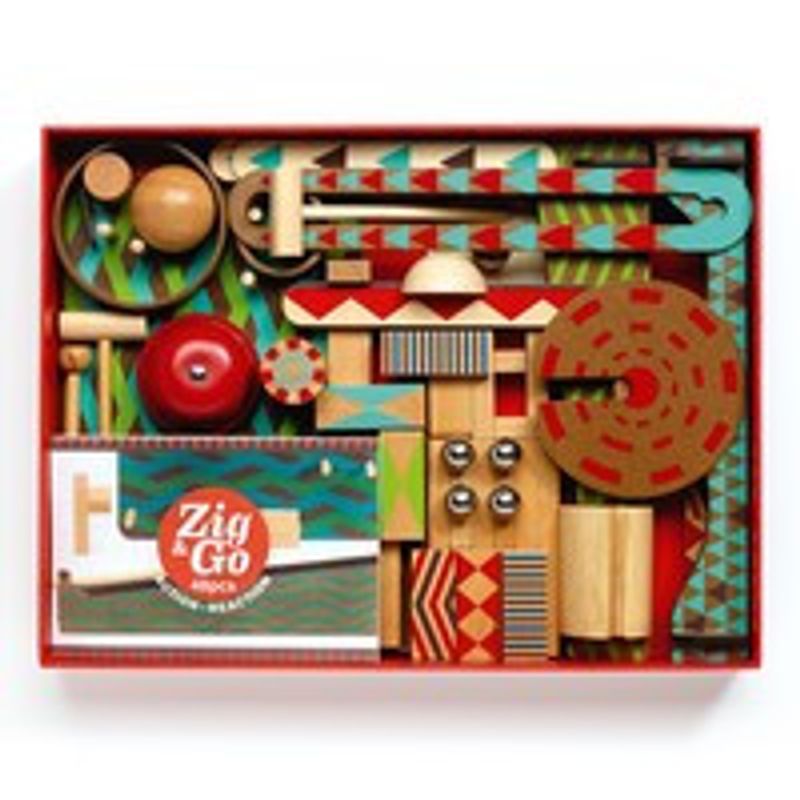 Jucarii, Copii si Bebe - Jucarii si jocuri - Seturi de constructie si cuburi - Seturi de constructie - Set de constructie trasee Zig & Go Big Boom 48 piese, Djeco - Infinity.ro