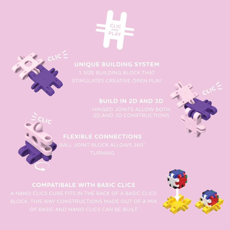 Jucarii, Copii si Bebe - Jucarii si jocuri - Seturi de constructie si cuburi - Seturi de constructie - Nano Clics Pentru constructii fantastice 250 piese, Clicformers - Infinity.ro