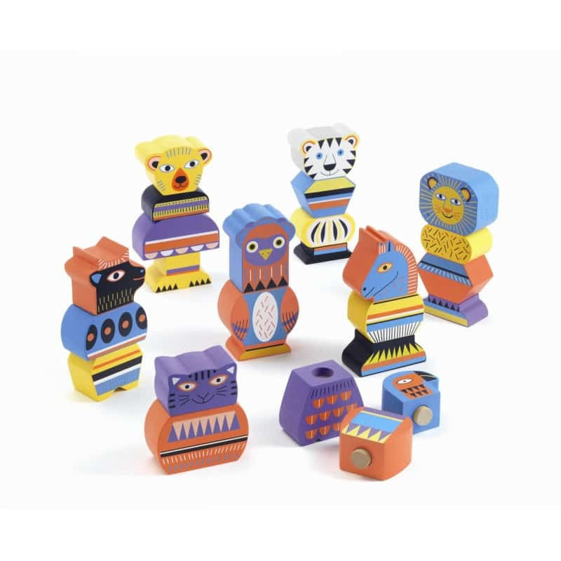 Jucarii, Copii si Bebe - Jucarii si jocuri - Seturi de constructie si cuburi - Seturi de constructie - Set de construit figurine animale Zetribu, Djeco - Infinity.ro