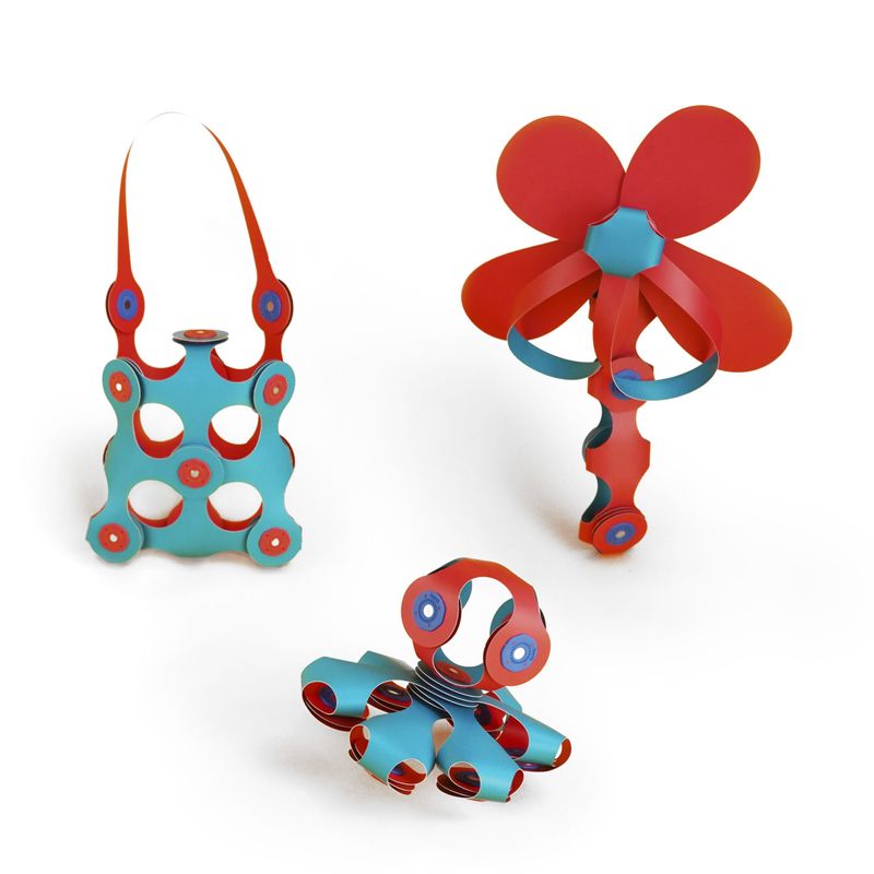 Jucarii, Copii si Bebe - Jucarii si jocuri - Seturi de constructie si cuburi - Seturi de constructie - Set Clixo de construit cu magnet, Itsy pack Flamingo-Turquoise 30 - Infinity.ro