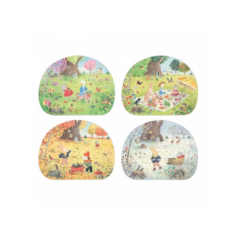 Jucarii, Copii si Bebe - Jucarii si jocuri - Jocuri si puzzle - Puzzle - 4 puzzle-uri anotimpuri, Moulin Roty - Infinity.ro