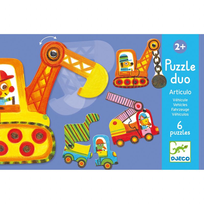 Jucarii, Copii si Bebe - Jucarii si jocuri - Jocuri si puzzle - Puzzle - Puzzle mobil duo Vehicule, Djeco - Infinity.ro