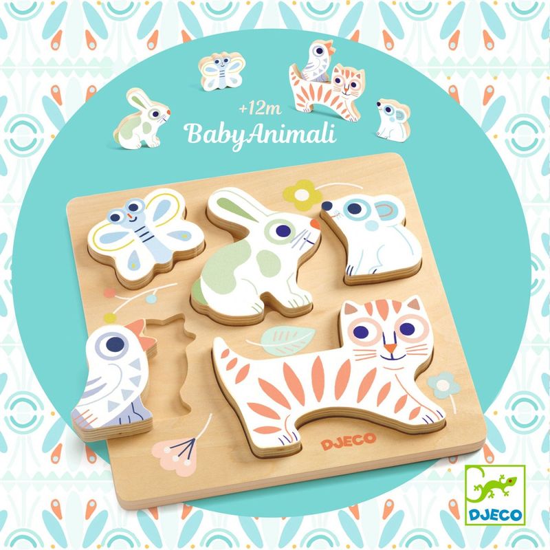 Jucarii, Copii si Bebe - Jucarii si jocuri - Jocuri si puzzle - Puzzle - Puzzle din lemn BabyAnimali, Djeco - Infinity.ro