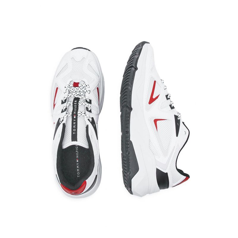 Fashion, accesorii si bijuterii - Barbati - Incaltaminte barbati - Sneakers si tenisi barbati - Pantofi sport Tommy Hilfiger Zapatillas Tech Runner Mix FM0FM04075, 43 EU, Alb - Infinity.ro