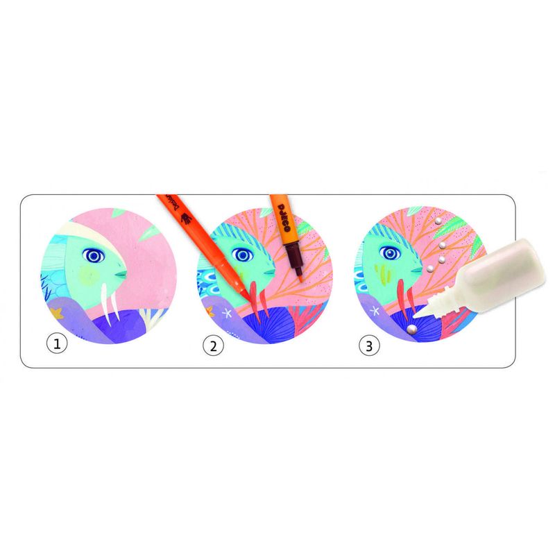 Jucarii, Copii si Bebe - Jucarii si jocuri - Jucarii & jocuri educative - Seturi de artizanat - Atelier creativ de desenat Sub apa, Djeco - Infinity.ro