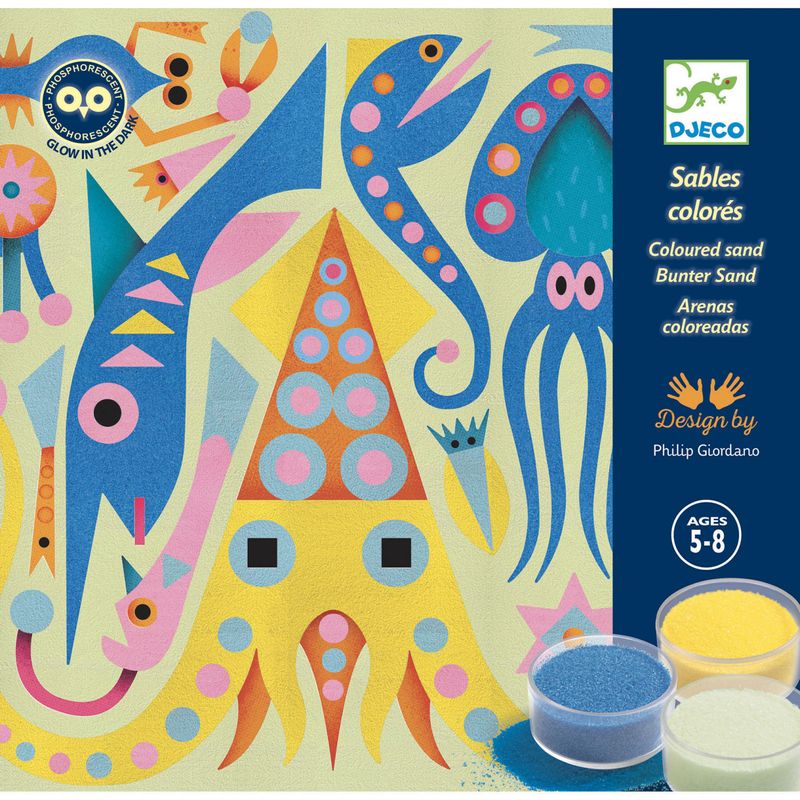 Jucarii, Copii si Bebe - Jucarii si jocuri - Jucarii & jocuri educative - Jocuri si jucarii educative - Atelier creativ cu nisip fluorescent Luminile din ocean, Djeco - Infinity.ro