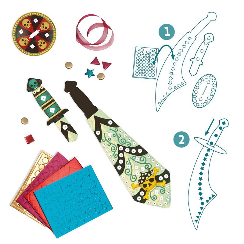 Jucarii, Copii si Bebe - Jucarii si jocuri - Jucarii & jocuri educative - Seturi de artizanat - Joc creativ DIY Sabiile piratilor, Djeco - Infinity.ro