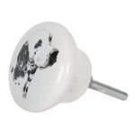 Casa si Gradina - Mobilier - Feronerie si accesorii mobila - Buton mobila din fier si ceramica alba neagra Ã˜ 4 x 2 cm - Infinity.ro