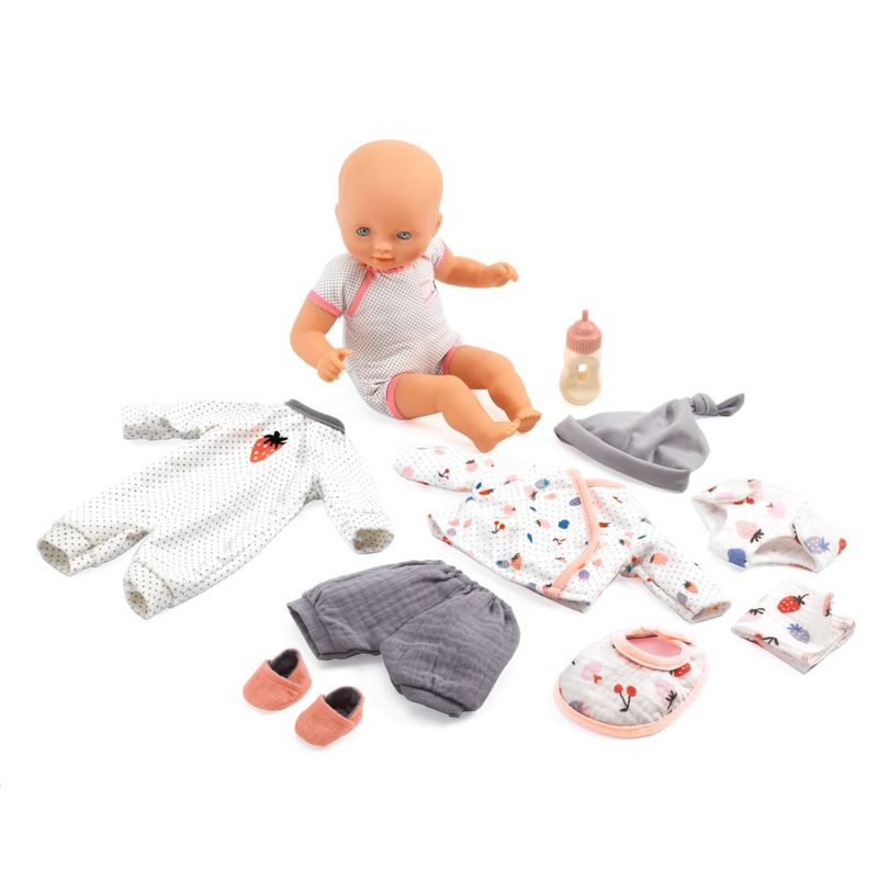 Jucarii, Copii si Bebe - Jucarii si jocuri - Jucarii bebelusi - Jucarii interactive bebelusi - Colectia Pomea Bebelusul Vanille cu accesorii, Djeco - Infinity.ro
