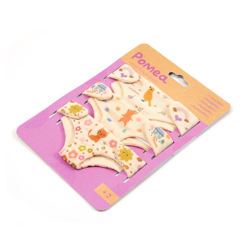 Jucarii, Copii si Bebe - Jucarii si jocuri - Jucarii bebelusi - Jucarii interactive bebelusi - Colectia Pomea Set 3 scutece pentru papusi bebelus, Djeco - Infinity.ro