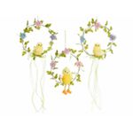 Casa si Gradina - Decoratiuni - Decoratiuni de sezon - Set 3 coronite decorate cu Puisori si flori 16x43 cm - Infinity.ro