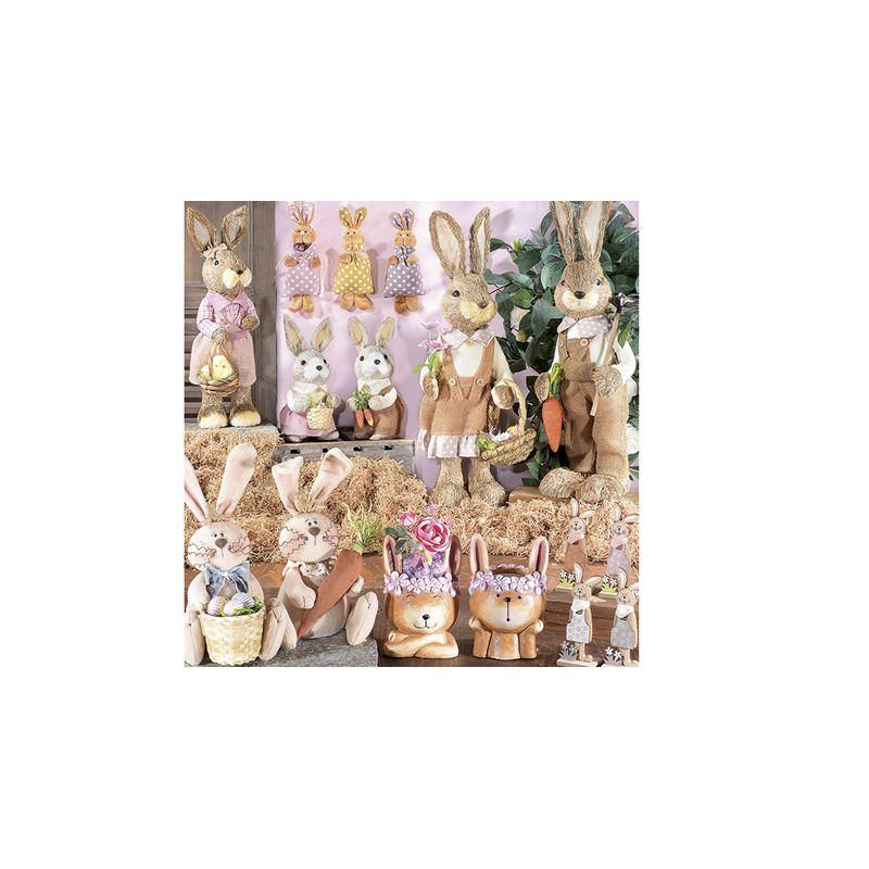 Casa si Gradina - Decoratiuni - Decoratiuni de sezon - Figurina Iepuras din textil crem 19x15x30 cm - Infinity.ro