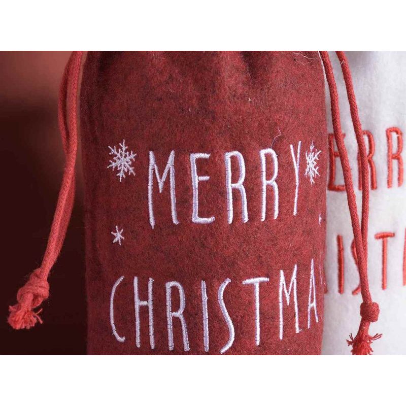 Casa si Gradina - Decoratiuni - Decoratiuni de sezon - Set 3 huse de sticla vin din textil 14x5x30 cm - Infinity.ro