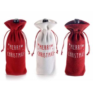 Set 3 huse de sticla vin din textil 14x5x30 cm