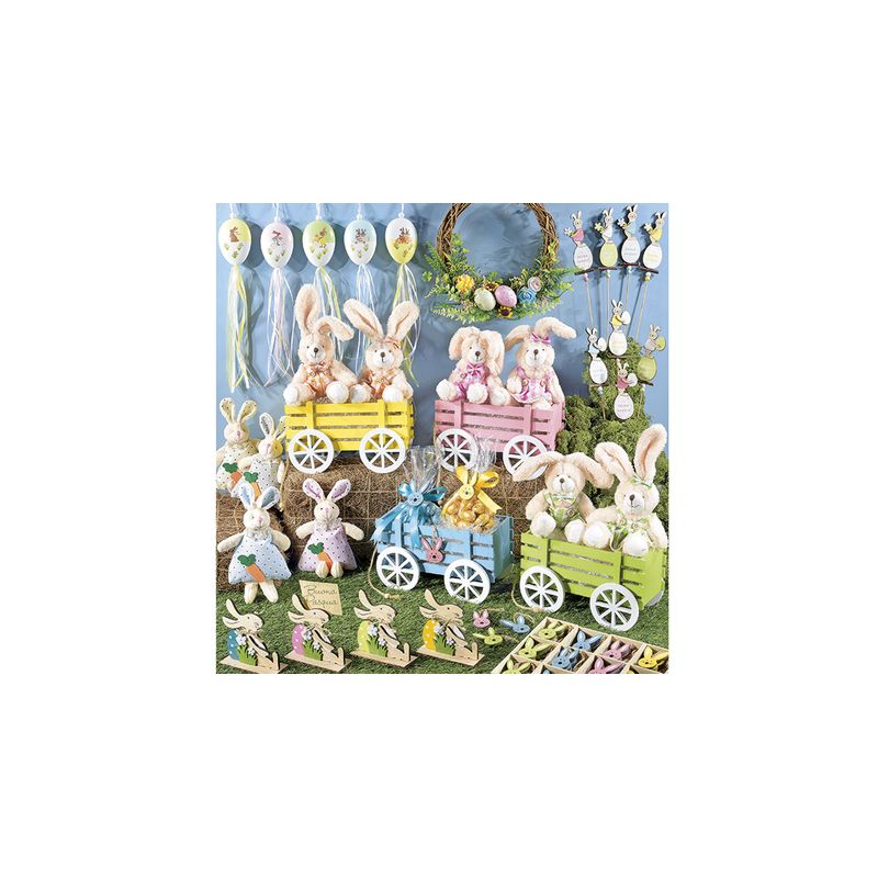 Casa si Gradina - Decoratiuni - Decoratiuni de sezon - Carucior decorativ lemn roz cm 24 x 13 cm x 15 H - Infinity.ro