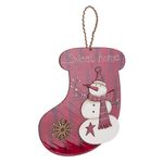 Casa si Gradina - Decoratiuni - Decoratiuni de sezon - Decoratiune suspendabila din lemn rosu alb model Om de Zapada 21x1x34 cm - Infinity.ro