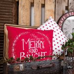 Casa si Gradina - Decoratiuni - Decoratiuni de sezon - Fata perna decorativa Craciun textil rosu alb 35x50 cm - Infinity.ro