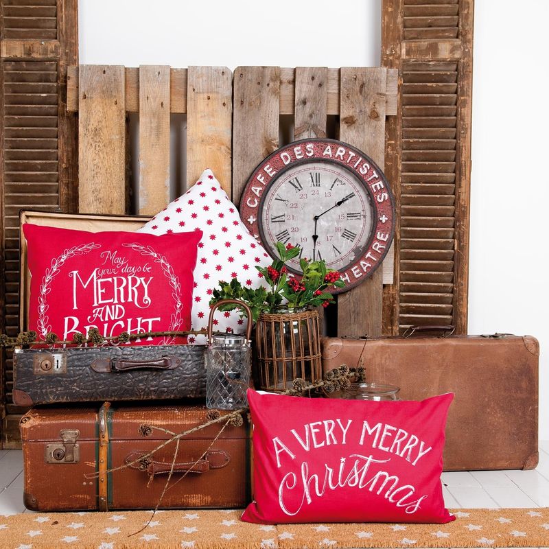 Casa si Gradina - Decoratiuni - Decoratiuni de sezon - Fata perna decorativa Craciun textil rosu alb 35x50 cm - Infinity.ro