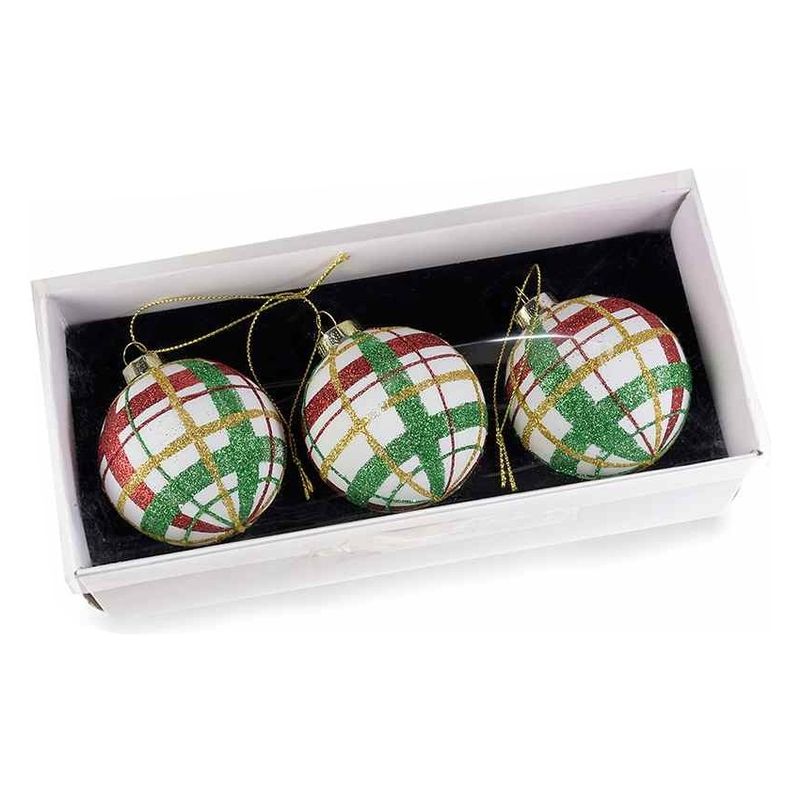 Casa si Gradina - Decoratiuni - Decoratiuni de sezon - Set 3 globuri sticla rosu verde  7 cm x 7 H - Infinity.ro