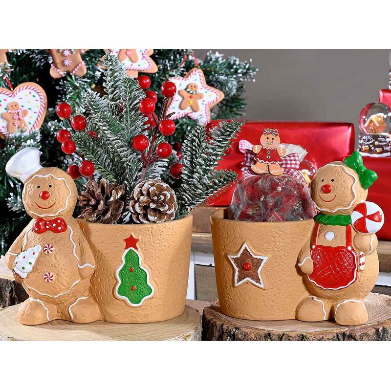 Casa si Gradina - Gradinarit si plante - Plante si ghivece - Ghivece si suporturi - Set 2 ghivece Turta Dulce ceramica multicolora 16.5x10.5x15 cm - Infinity.ro