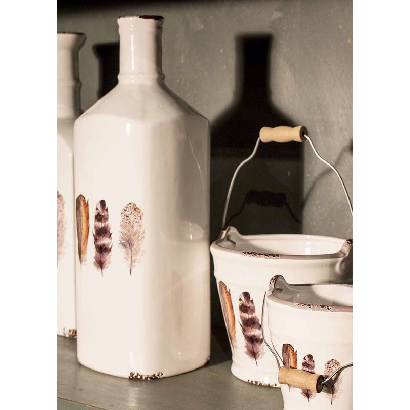 Casa si Gradina - Gradinarit si plante - Plante si ghivece - Ghivece si suporturi - Ghiveci decorativ pentru flori ceramica alba maro  13 cm x 12h - Infinity.ro