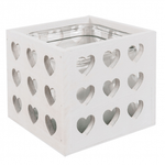 Casa si Gradina - Decoratiuni - Obiecte decorative - Vaze si boluri decorative - Vaza lemn cu interior sticla alba 14 x 14 x 13 cm - Infinity.ro