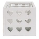 Casa si Gradina - Decoratiuni - Obiecte decorative - Vaze si boluri decorative - Vaza lemn cu interior sticla alba 14 x 14 x 13 cm - Infinity.ro