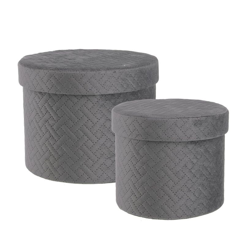 Casa si Gradina - Decoratiuni - Obiecte decorative - Accesorii decorative - Set 2 cutii velur gri Averill 18x14 cm, 22x16 cm - Infinity.ro