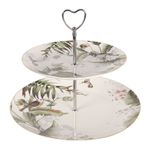 Casa si Gradina - Bucatarie si vesela - Vesela si tacamuri - Platouri de bucatarie - Platou deserturi aperitive portelan model floral 2 etaje  26 cm - Infinity.ro