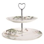 Casa si Gradina - Bucatarie si vesela - Vesela si tacamuri - Platouri de bucatarie - Platou deserturi aperitive portelan model floral 2 etaje  26 cm - Infinity.ro