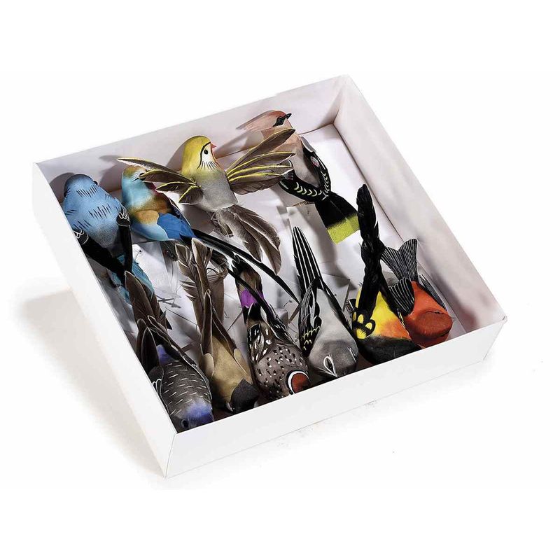 Casa si Gradina - Decoratiuni - Obiecte decorative - Plante artificiale - Set 10 Pasari decorative 14 cm - Infinity.ro