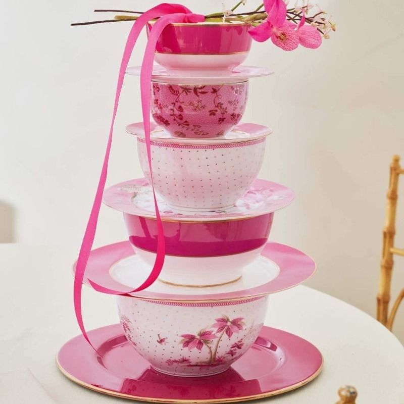 Casa si Gradina - Bucatarie si vesela - Vesela si tacamuri - Farfurii si boluri - Bol din portelan, Pip Studio, Flowers Pink, 12 cm, colectia Jolie - Infinity.ro