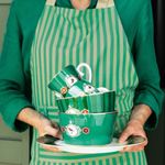 Casa si Gradina - Bucatarie si vesela - Vesela si tacamuri - Farfurii si boluri - Bol din portelan, Pip Studio, Stripes Green, 15 cm, colectia Love Birds - Infinity.ro