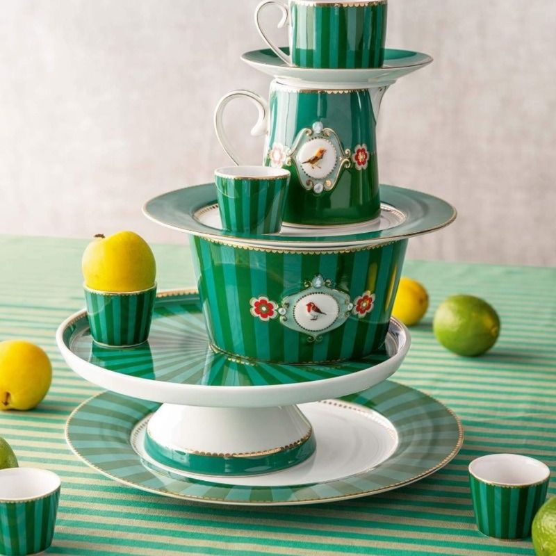 Casa si Gradina - Bucatarie si vesela - Vesela si tacamuri - Farfurii si boluri - Farfurie din portelan, Breakfast , Pip Studio, Green, 21 cm, colectia Love Birds - Infinity.ro