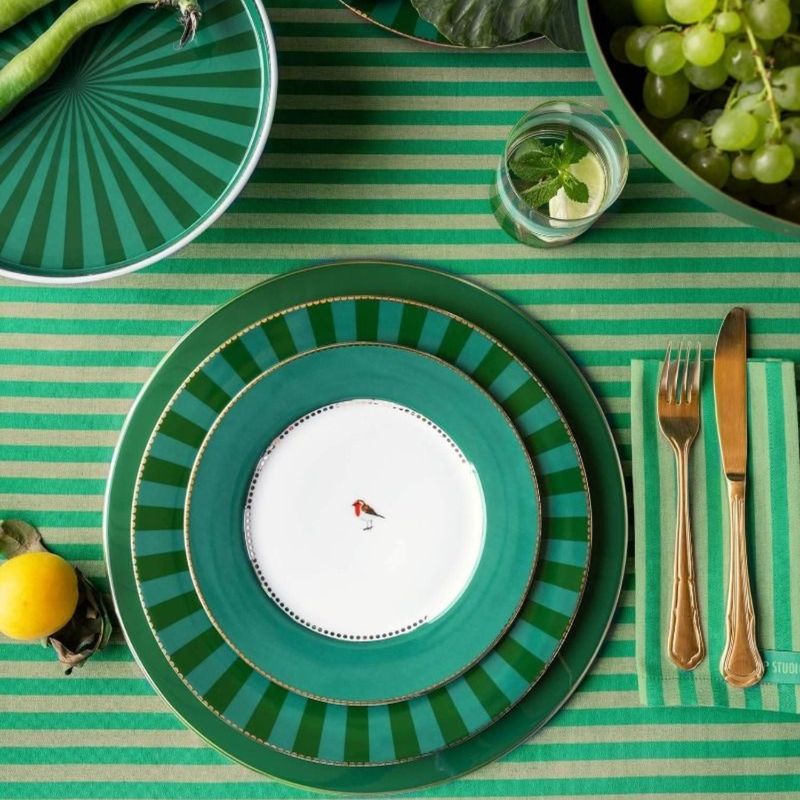 Casa si Gradina - Bucatarie si vesela - Vesela si tacamuri - Farfurii si boluri - Farfurie din portelan, Breakfast , Pip Studio, Green, 21 cm, colectia Love Birds - Infinity.ro