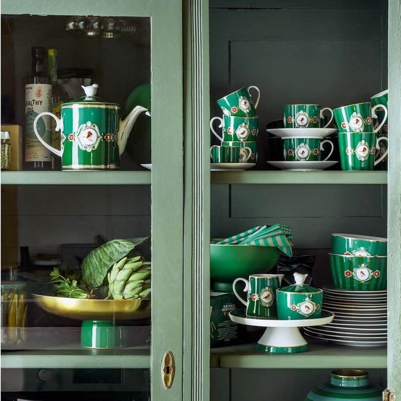 Casa si Gradina - Bucatarie si vesela - Vesela si tacamuri - Farfurii si boluri - Farfurie din portelan, Breakfast , Pip Studio, Green, 21 cm, colectia Love Birds - Infinity.ro