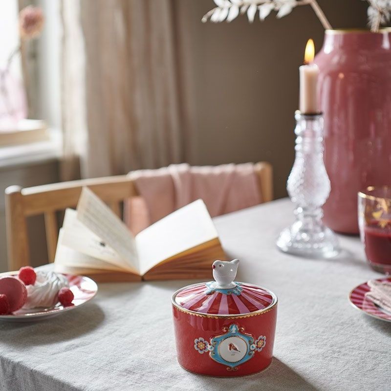 Market - Bacanie - Alimente de baza - Zahar si indulcitori - Zaharnita portelan, Pip Studio, Red/Pink, 300 ml, colectia Love Birds - Infinity.ro