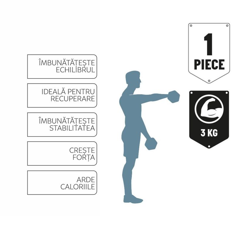 Sport si Outdoor - Fitness - Greutati si echipament - Greutati - Gantera 3 kg, Umbro, negru - Infinity.ro