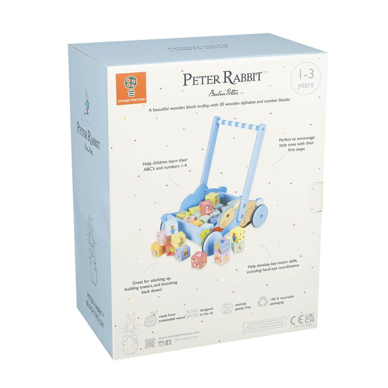 Jucarii, Copii si Bebe - Jucarii si jocuri - Seturi de constructie si cuburi - Cuburi si caramizi - Carucior cu cuburi Peter Rabbit™, Orange Tree Toys - Infinity.ro