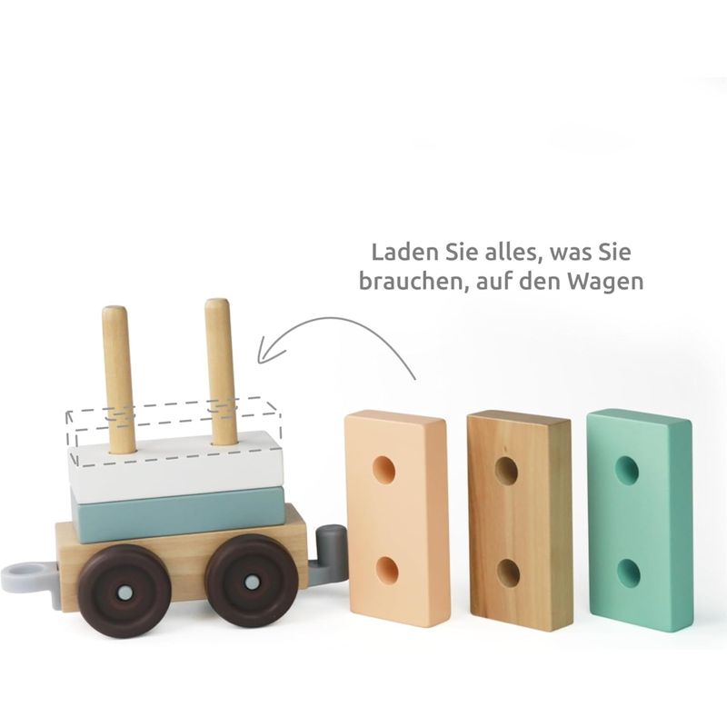 Jucarii, Copii si Bebe - Jucarii si jocuri - Seturi de constructie si cuburi - Cuburi si caramizi - Trenulet cu cuburi din lemn, UMU Toys - Infinity.ro