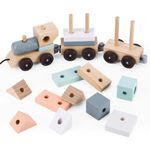 Jucarii, Copii si Bebe - Jucarii si jocuri - Seturi de constructie si cuburi - Cuburi si caramizi - Trenulet cu cuburi din lemn, UMU Toys - Infinity.ro