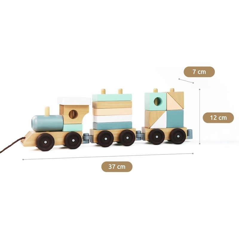Jucarii, Copii si Bebe - Jucarii si jocuri - Seturi de constructie si cuburi - Cuburi si caramizi - Trenulet cu cuburi din lemn, UMU Toys - Infinity.ro