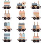 Jucarii, Copii si Bebe - Jucarii si jocuri - Seturi de constructie si cuburi - Cuburi si caramizi - Trenulet cu cuburi din lemn, UMU Toys - Infinity.ro