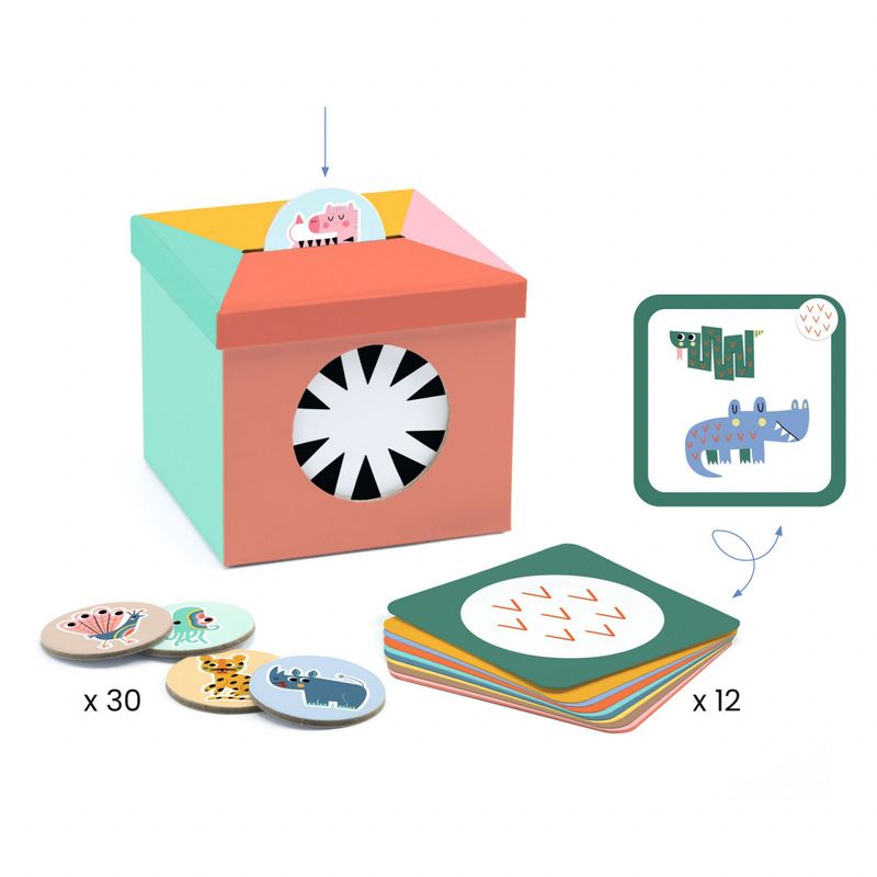 Jucarii, Copii si Bebe - Jucarii si jocuri - Jucarii & jocuri educative - Jocuri si jucarii educative - Joc Eduludo cu cartonase Kioukoi animale, Djeco - Infinity.ro