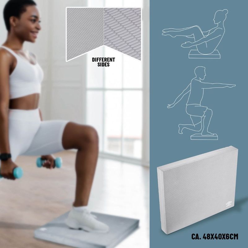 Sport si Outdoor - Fitness - Aparate fitness - Accesorii aparate fitness - Balance Pad, perna echilibru, 48×40×6 cm, spuma termoplastica, Umbro, gri - Infinity.ro