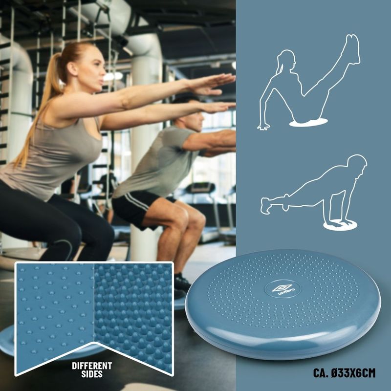 Sport si Outdoor - Fitness - Aparate fitness - Accesorii aparate fitness - Perna pentru echilibru si masaj, Umbro, gonflabila, 33x6cm, albastru - Infinity.ro