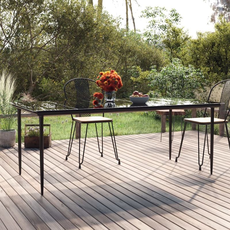 Casa si Gradina - Gradina si terasa - Mobilier exterior - Mese gradina - Masa de gradina, negru, 200x100x74 cm, otel & sticla securizata - Infinity.ro